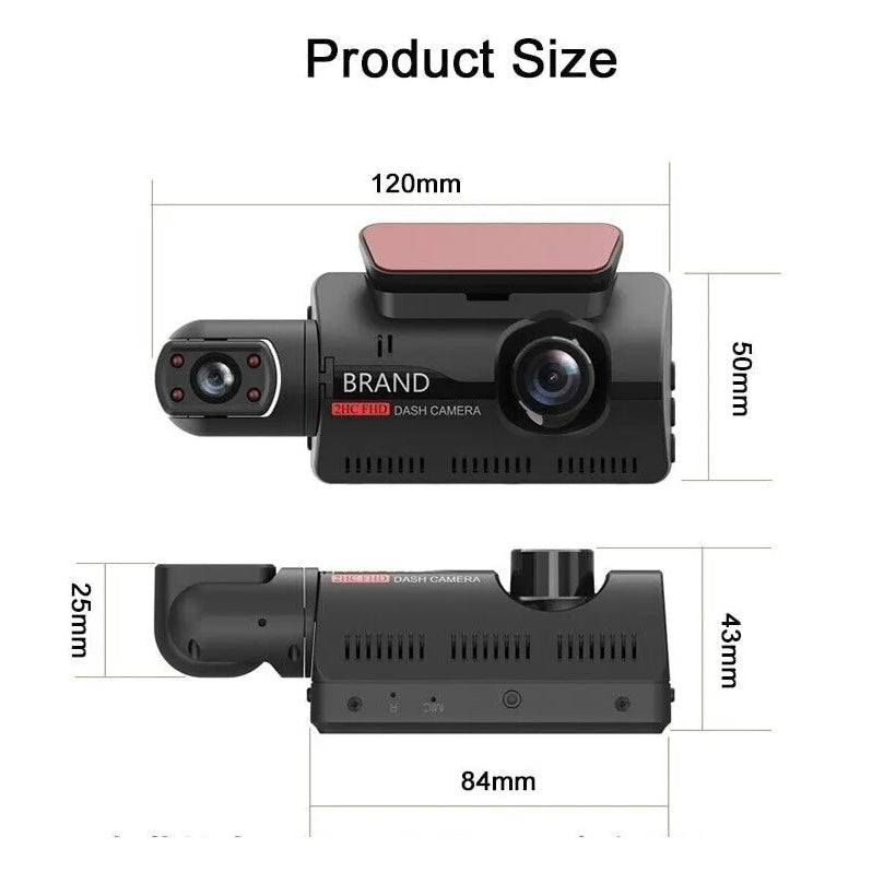 Dash Cam Doppia Full HD – Copertura Interna ed Esterna, Visione Notturna e G-Sensor