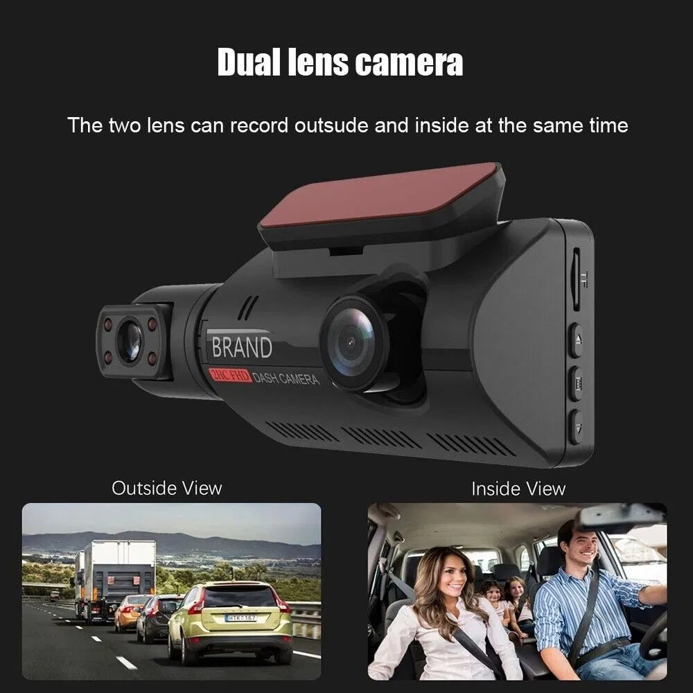 Dash Cam Doppia Full HD – Copertura Interna ed Esterna, Visione Notturna e G-Sensor