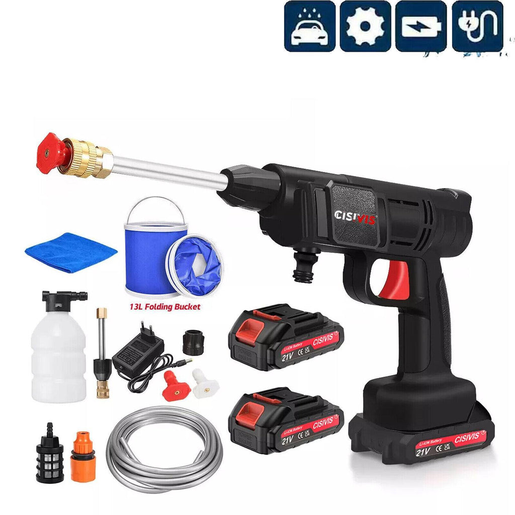 Idropulitrice Portatile a Batteria – Alta Pressione, 2 Batterie Ricaricabili, Accessori Inclusi
