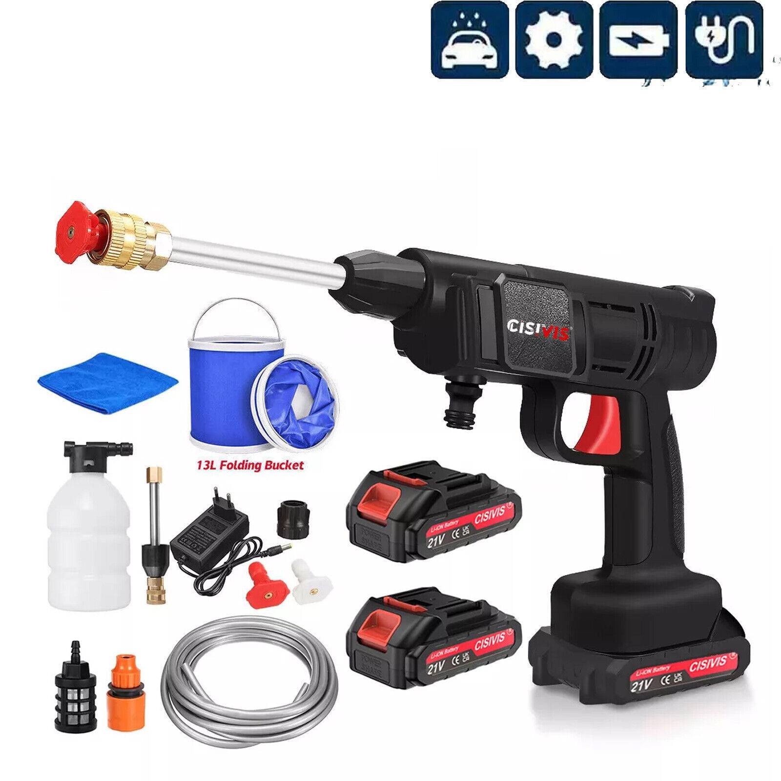 Idropulitrice Portatile a Batteria – Alta Pressione, 2 Batterie Ricaricabili, Accessori Inclusi
