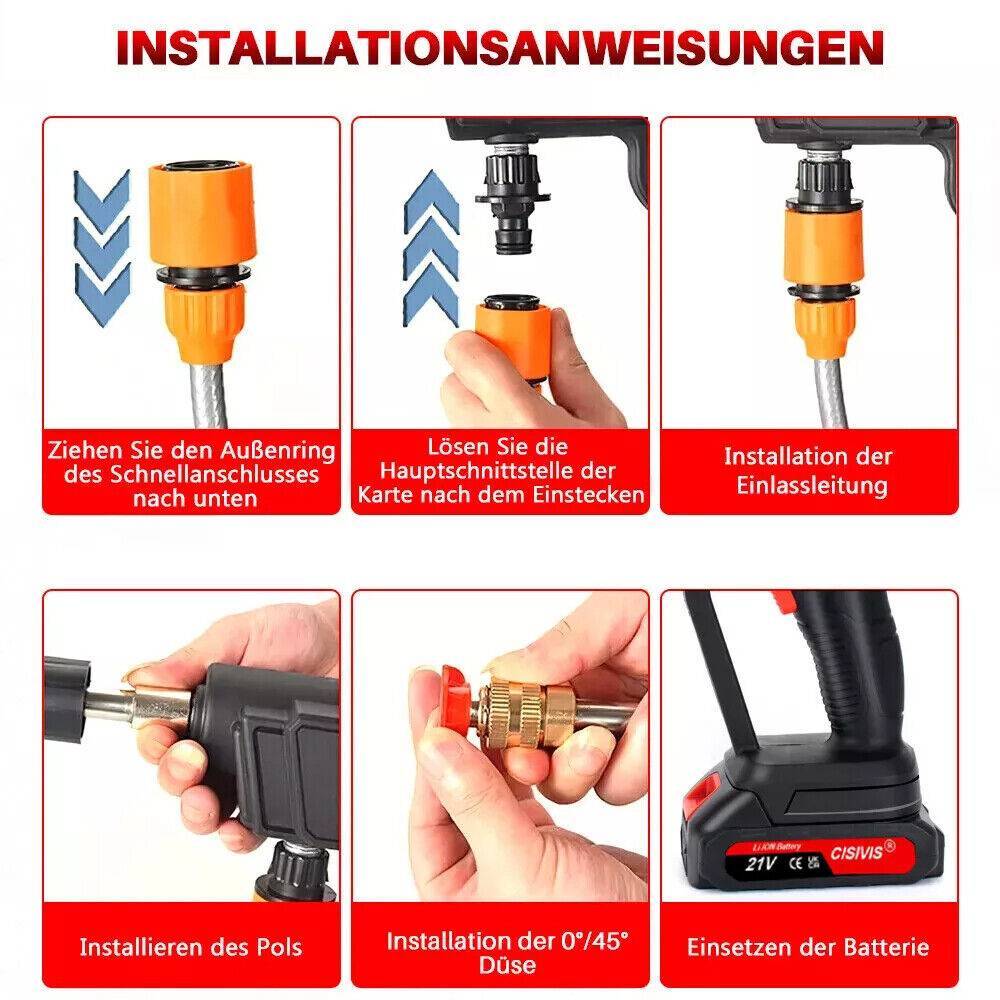 Idropulitrice Portatile a Batteria – Alta Pressione, 2 Batterie Ricaricabili, Accessori Inclusi